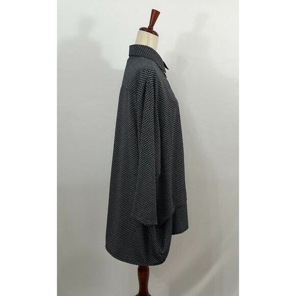 DRESS TO KILL Jane Mohr OS Navy Checkerboard Asymmetric Shirt Top Tunic - Picture 6 of 10